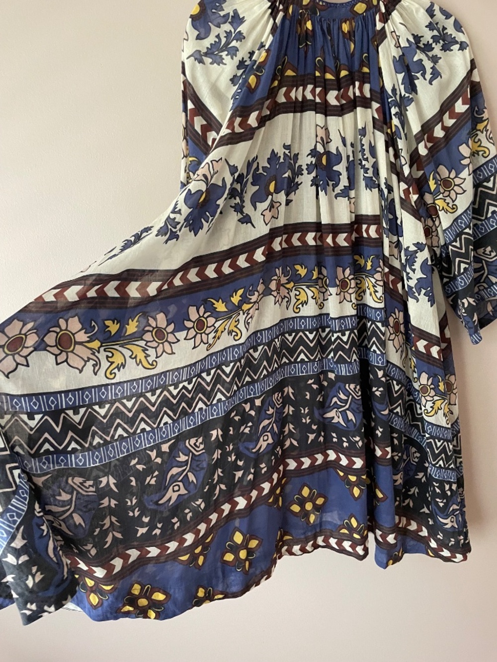 Carolina K Amala Dress Blue Print Organic Gauzy Cotton size S NWT - Picture 9 of 9